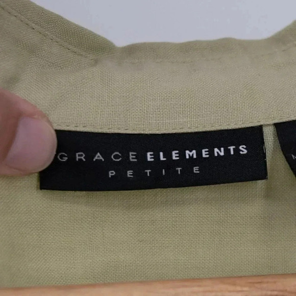 Grace Elements  3/4 length sleeve 100% Linen blouse Medium Petite - Picture 2 of 5